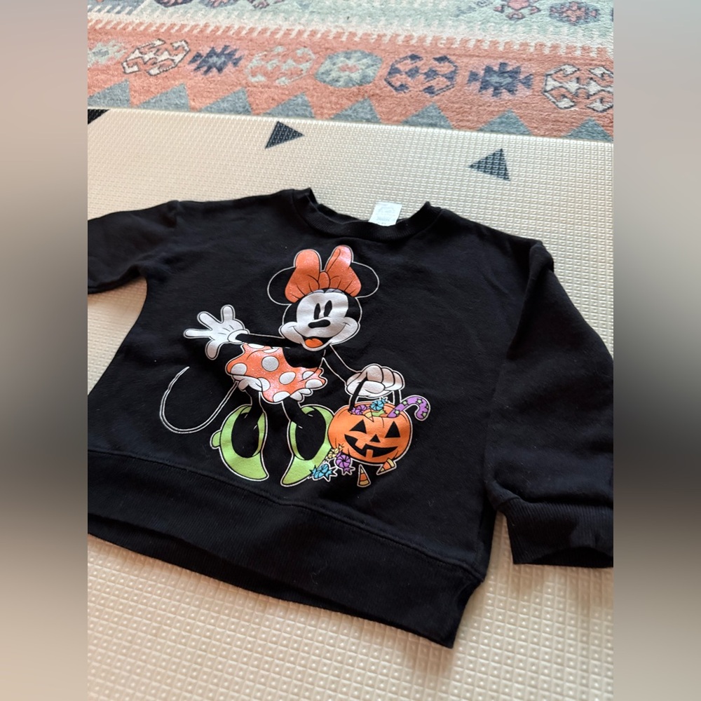 Disney|Baby girl Minnie Mouse Black Halloween Sweatshirt•••orange polka dot,3T - Picture 6 of 9